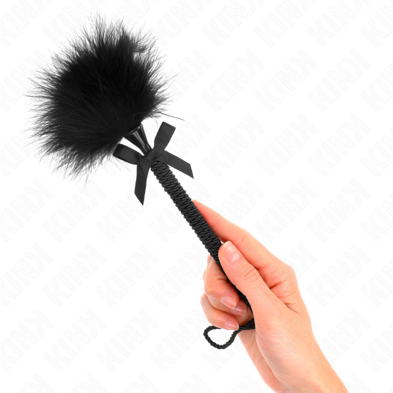 KINK - NYLON ROPE WAND WITH TICKLING FEATHERS AND BLACK LOOP 25 CM