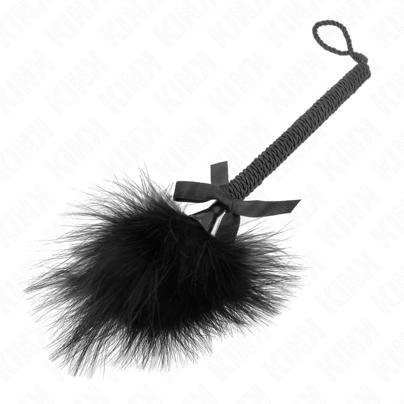 KINK - NYLON ROPE WAND WITH TICKLING FEATHERS AND BLACK LOOP 25 CM