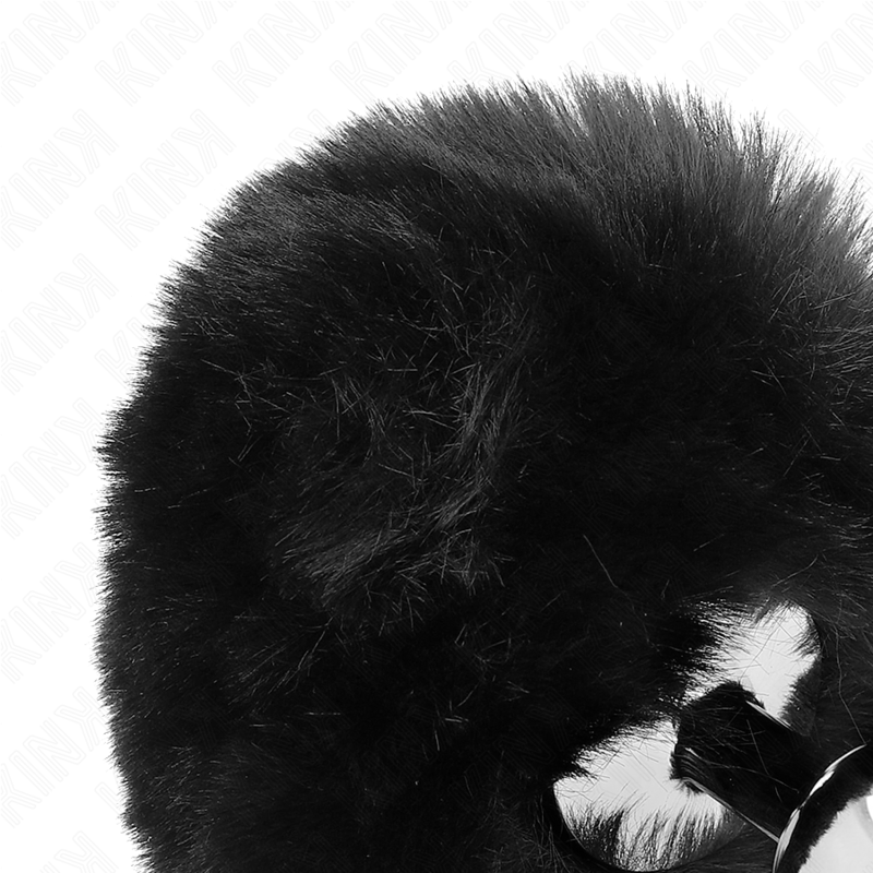 KINK - STAINLESS STEEL PLUG 7 x 3 CM WITH BLACK RABBIT TAIL FAUX FUR 8 CM