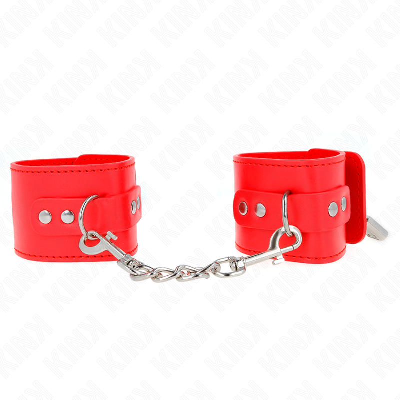 KINK - ADJUSTABLE RED PADLOCK CUFFS 16-23 CM X 5.5 CM
