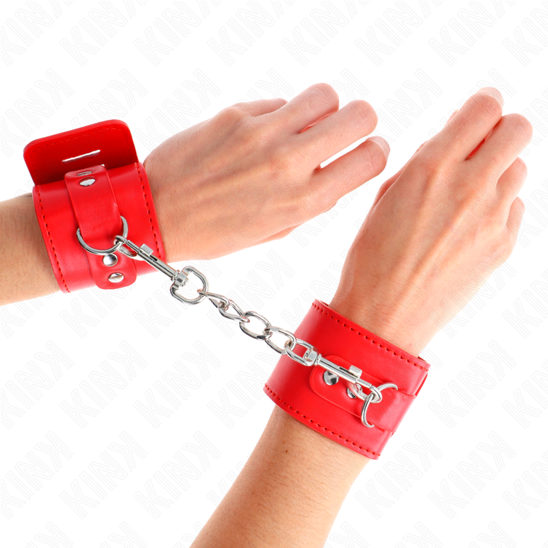 KINK - ADJUSTABLE RED PADLOCK CUFFS 16-23 CM X 5.5 CM