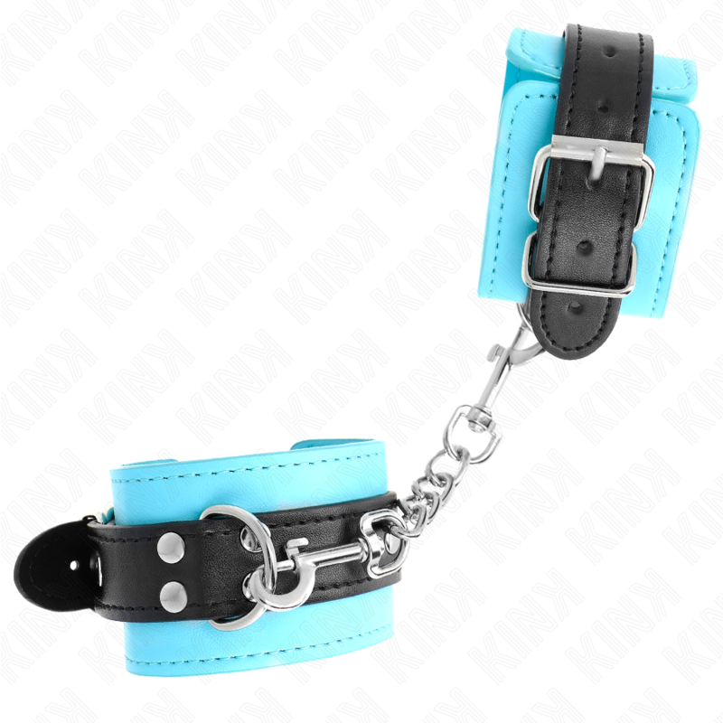 KINK - GANCHO PARA MUÑECA CON FORRO DE PIEL AZUL AJUSTABLE 20-28 CM X 5,5 CM