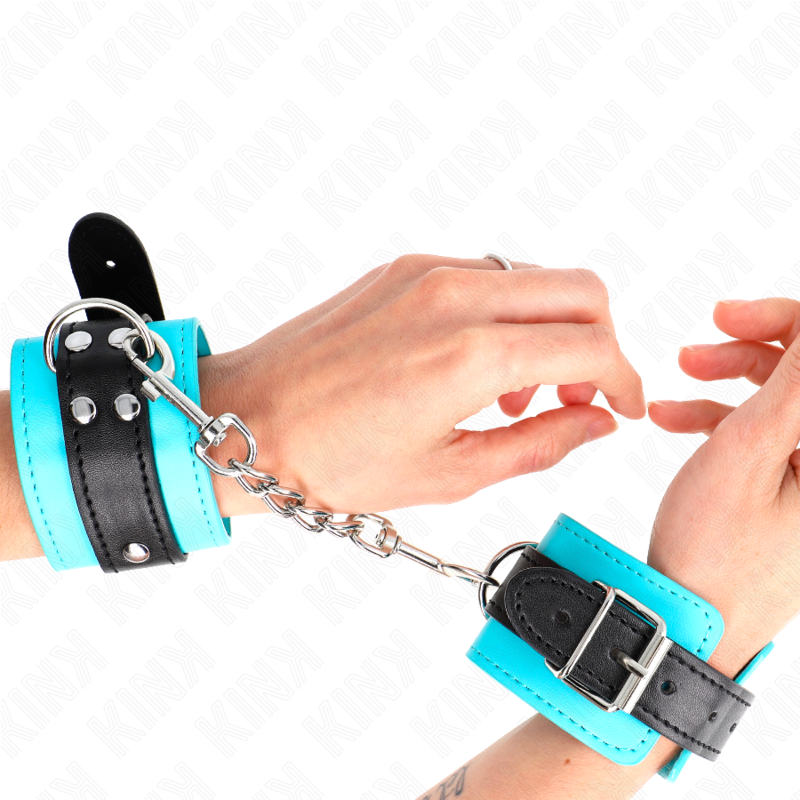 KINK - GANCHO PARA MUÑECA CON FORRO DE PIEL AZUL AJUSTABLE 20-28 CM X 5,5 CM