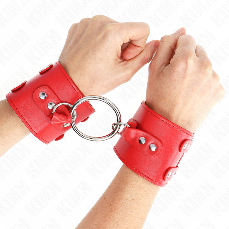 KINK - FIXED WRIST WITH RING AND ADJUSTABLE STUDS RED 17-22 CM X 6.5 CM