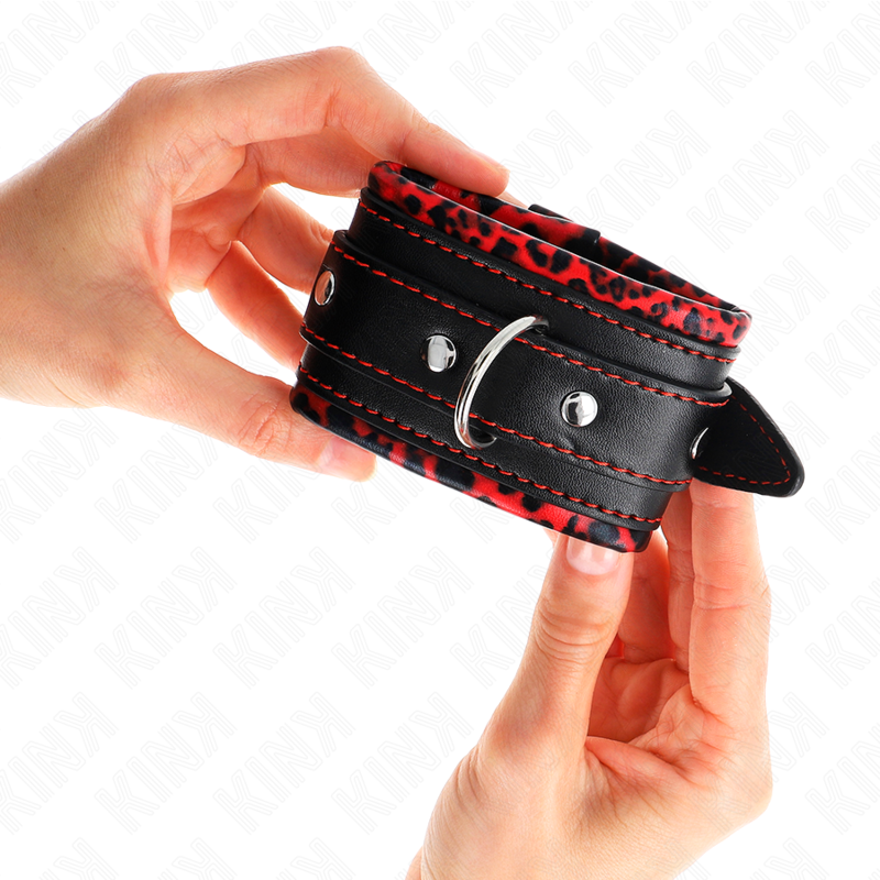KINK - FORRO DE CUERO ROJO/NEGRO AJUSTABLE A LA MUÑECA 17-29 CM X 6 CM