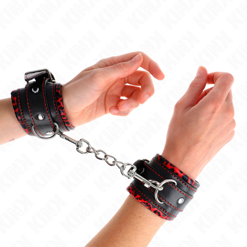 KINK - FORRO DE CUERO ROJO/NEGRO AJUSTABLE A LA MUÑECA 17-29 CM X 6 CM