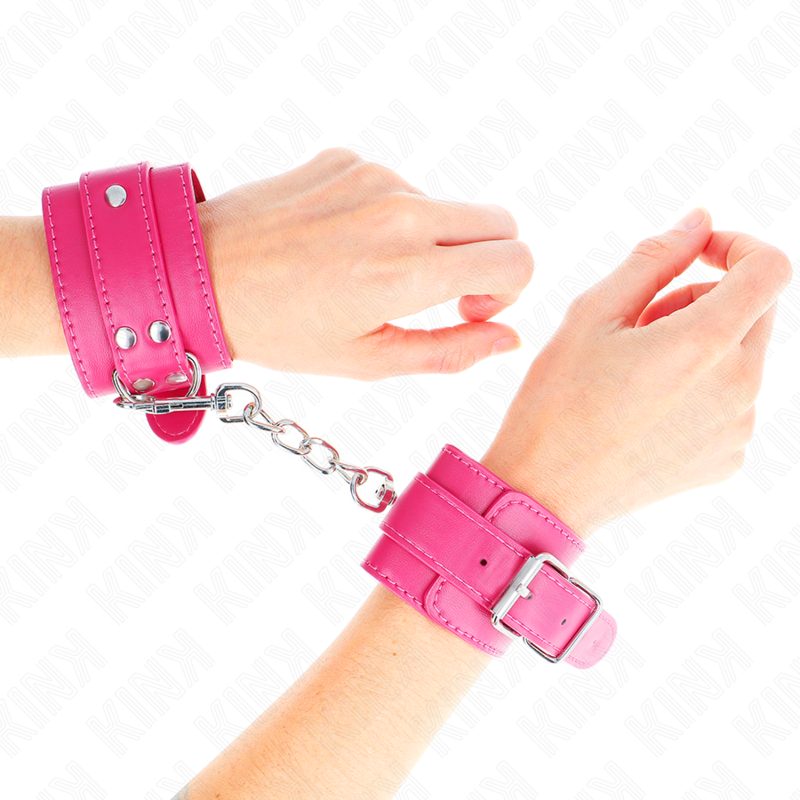 KINK - RASPBERRY ROSE CUFFS WITH ADJUSTABLE RASPBERRY ROSE LINING 20-28 CM X 5.5 CM