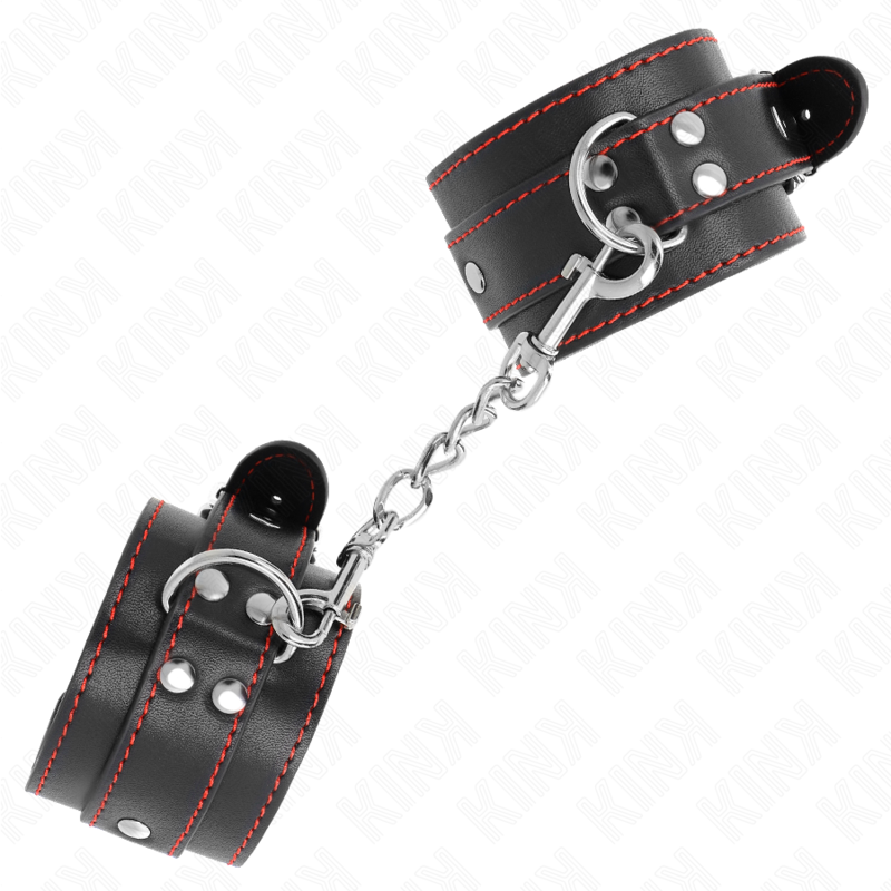 KINK - BLACK CUFFS WITH RED LINING ADJUSTABLE 20-28 CM X 5.5 CM