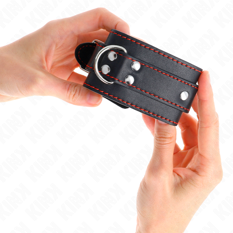 KINK - BLACK CUFFS WITH RED LINING ADJUSTABLE 20-28 CM X 5.5 CM