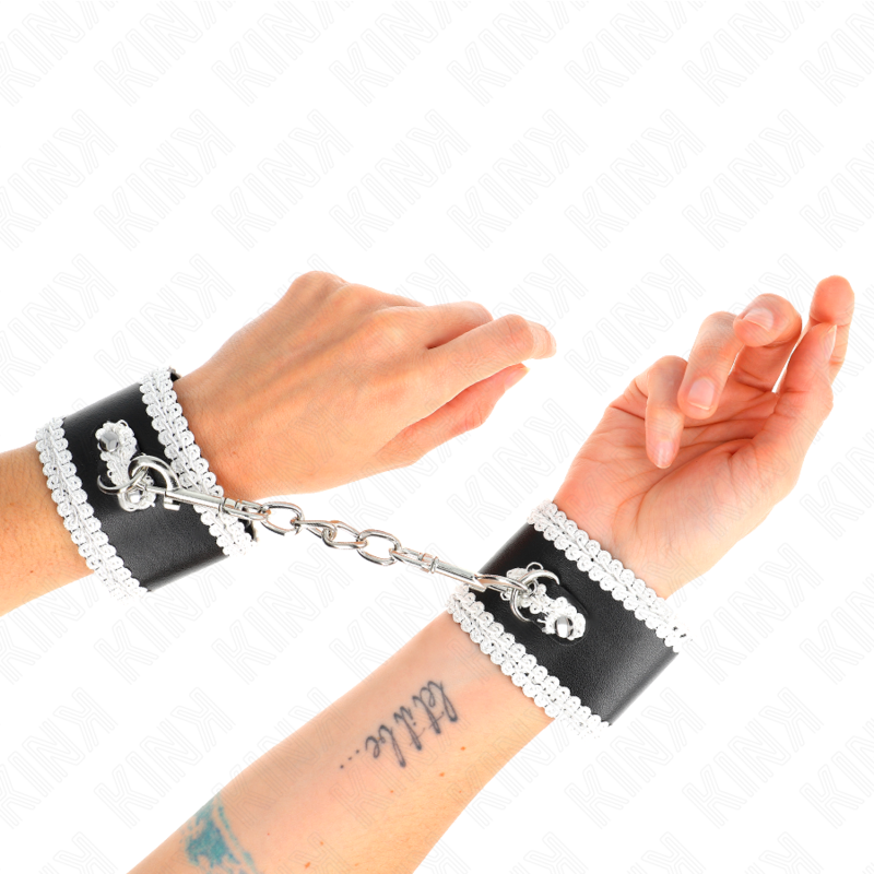 KINK - BLACK WRIST WITH ADJUSTABLE WHITE DECORATED LACE 20-23 CM X 5.5 CM
