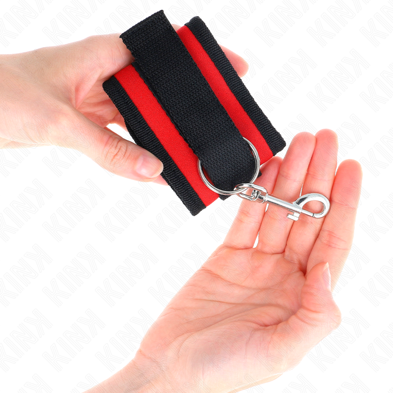 KINK - WRIST RESTRAINTS NYLON BIND HOOK&amp;LOOP RED-BLACK MODEL 2 ADJUSTABLE 18-35 CM X 6 CM