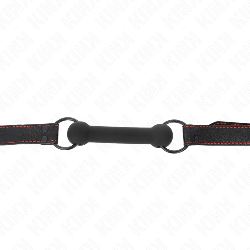 KINK - MORDAZA DE HUESO CON CORREA DE CUERO NEGRA AJUSTABLE 41-57 CM