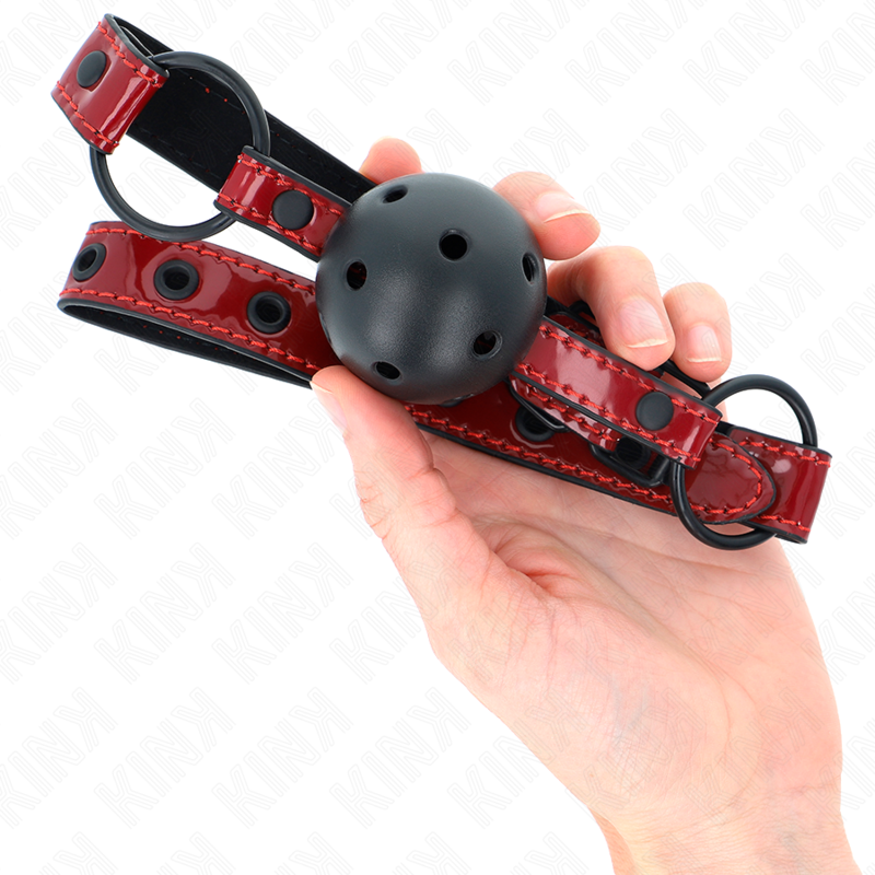KINK - SHINY LEATHER BALL 4.5 CM GAG 63.5 X 2 CM ADJUSTABLE 41 X 59 CM