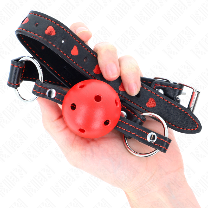 KINK - MORDAZA DE BOLA HUECO ROJO DURO MODELO 2 65 x 2,5 CM