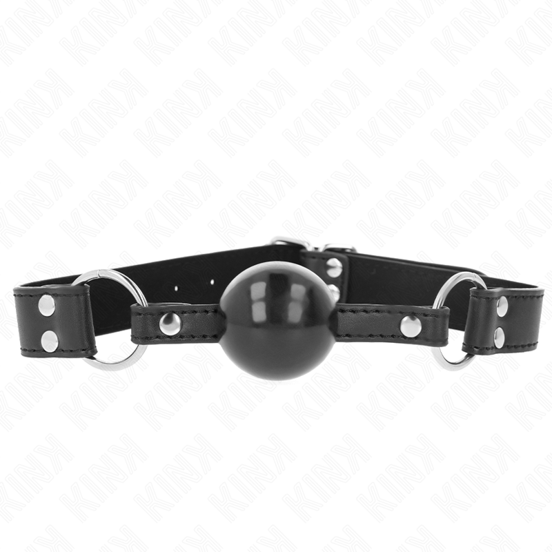 KINK - SOFT AND SOLID BALL GAG 4 CM WITH LEATHER STRAP 62 x 2.5 CM ADJUSTABLE 42-58 CM