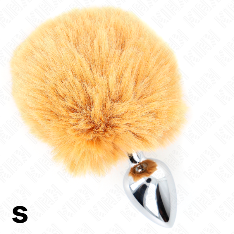 KINK - STAINLESS STEEL PLUG 7 x 3 CM WITH BEIGE RABBIT TAIL SKIN 8 CM