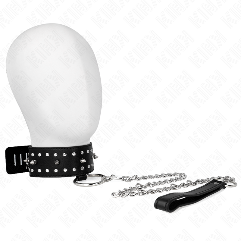 KINK - 65 CM NECKLACE WITH LEASH WITH SILVER NAILS MODEL 1 ADJUSTABLE 36-43 CM X 5 CM