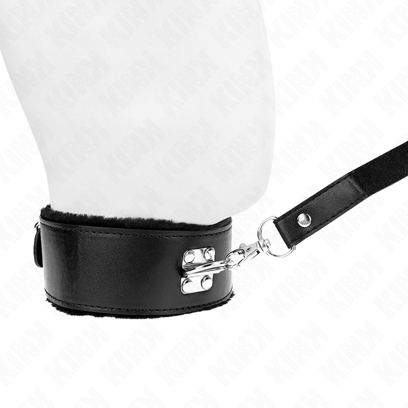 KINK - 116 CM NECKLACE WITH LEASH WITH SILVER NAILS MODEL 4 BLACK ADJUSTABLE 40-48 CM X 6 CM