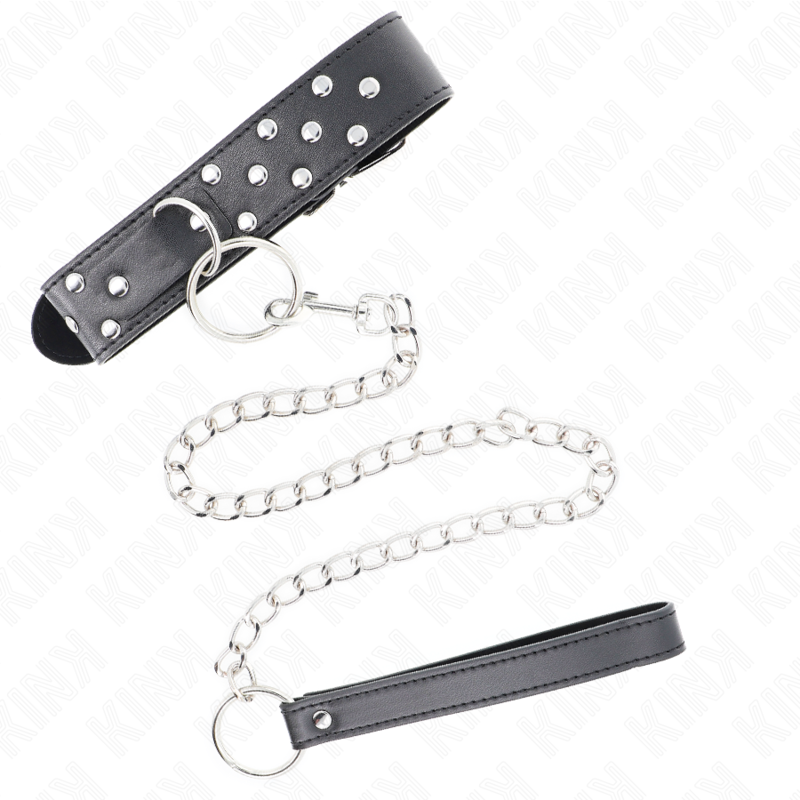 KINK - RING RIVET STRAP NECKLACE WITH BELT 65CM BLACK ADJUSTABLE 36-50CM X 3.8CM