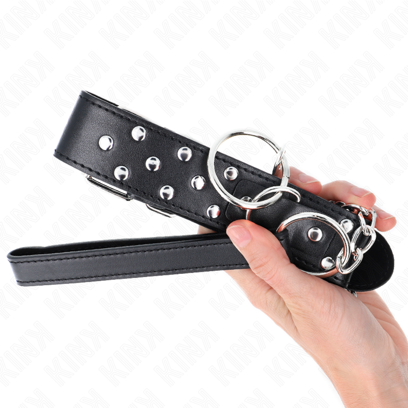 KINK - RING RIVET STRAP NECKLACE WITH BELT 65CM BLACK ADJUSTABLE 36-50CM X 3.8CM