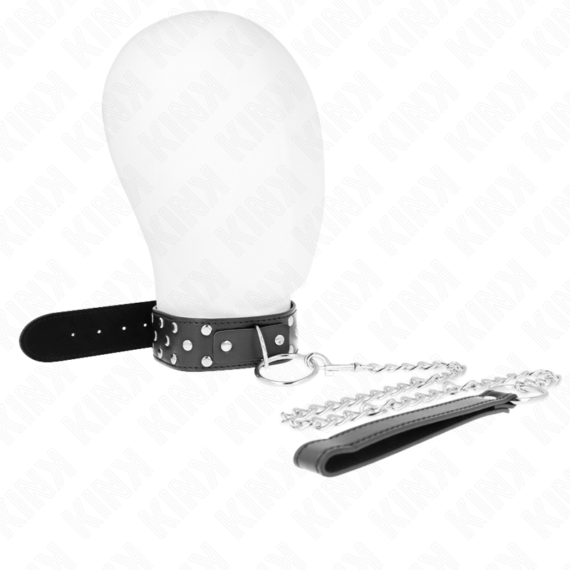 KINK - RING RIVET STRAP NECKLACE WITH BELT 65CM BLACK ADJUSTABLE 36-50CM X 3.8CM