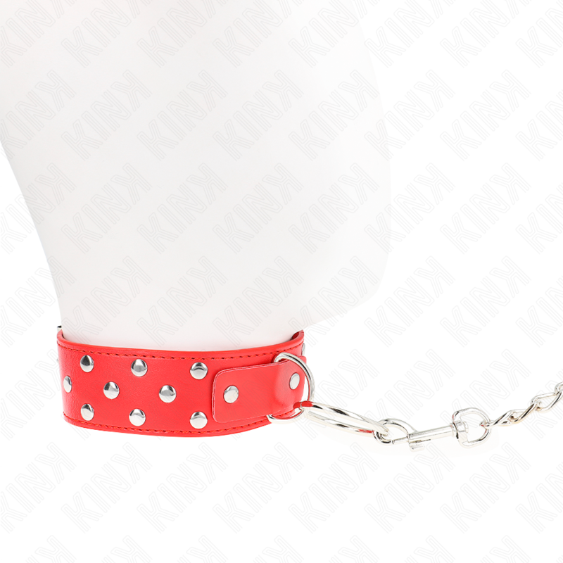 KINK - RING RIVET STRAP NECKLACE WITH BELT 65CM RED ADJUSTABLE 36-50CM X 3.8CM