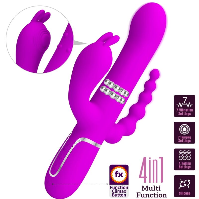 PRETTY LOVE - CAMMY 4 IN 1 MULTIFUNCTIONAL TRIPLE VIBRATOR PINK