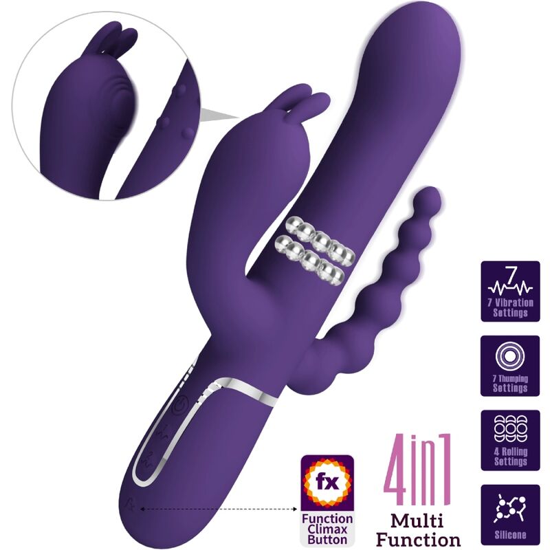 PRETTY LOVE - CAMMY TRIPLE 4 IN 1 MULTIFUNCTION VIBRATOR PURPLE