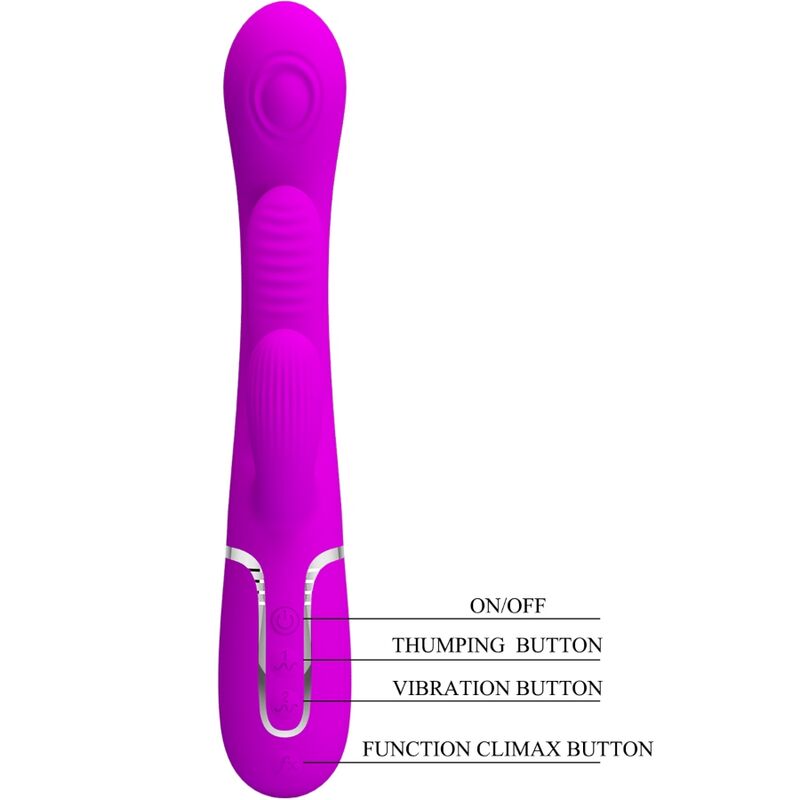 PRETTY LOVE - SHANIA TRIPLE RABBIT MULTIFUNCTIONAL VIBRATOR PINK