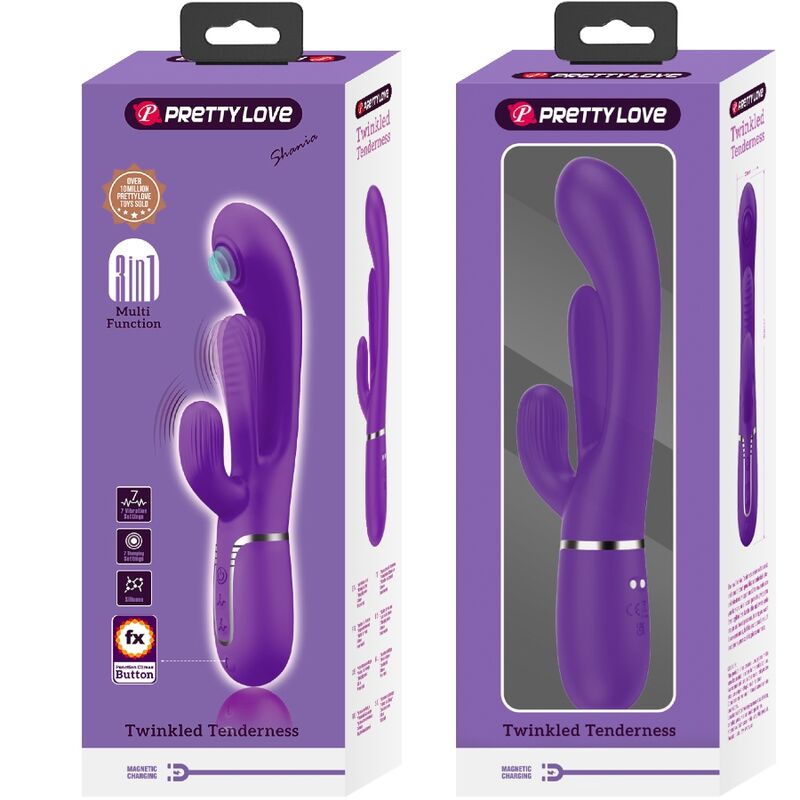 PRETTY LOVE - SHANIA TRIPLE RABBIT MULTIFUNCTIONAL VIBRATOR PURPLE