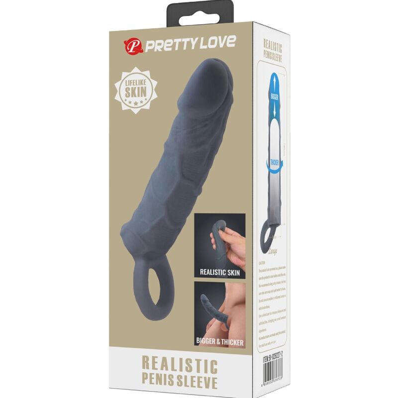 PRETTY LOVE - FUNDA PARA PENE DE PIEL REALISTA GRIS OSCURO