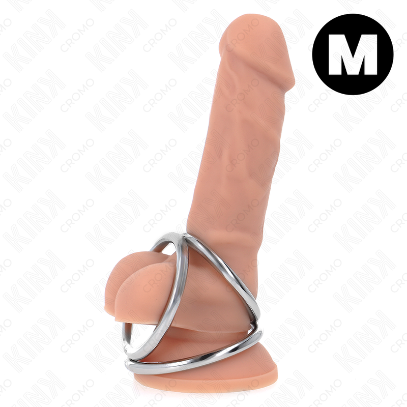 KINK - CHROME METAL TRIPLE COCK RING 3.8 CM TO 5 CM MODEL 2