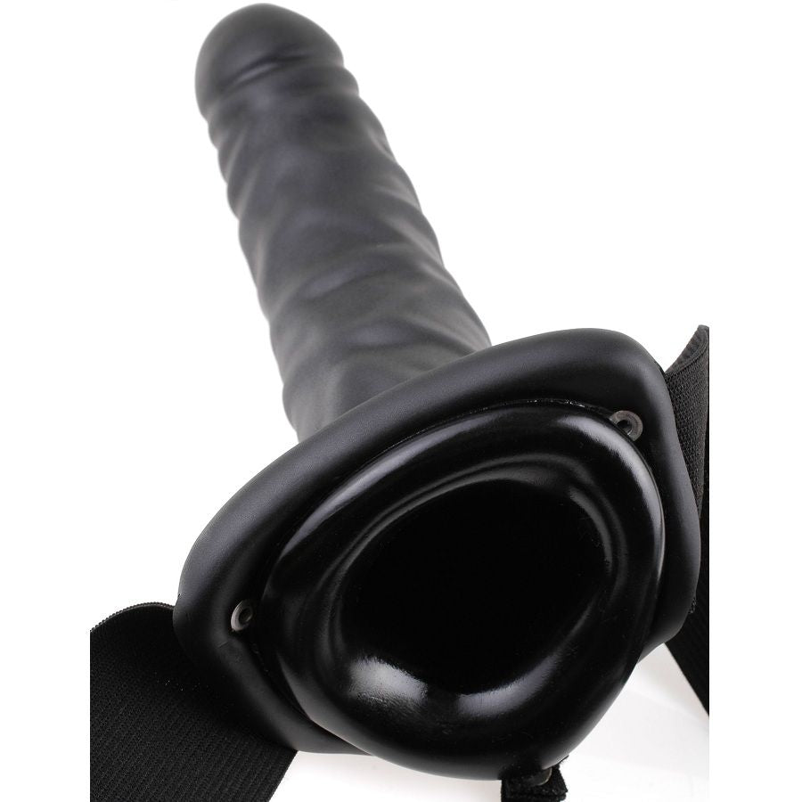 SERIE FETISH FANTASY - STRAP-ON VIBRADOR HUECO DE 19 CM NEGRO