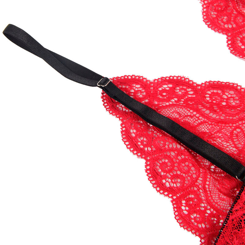 SUBBLIME - 953898 CAMISÓN DE SEDA Y ENCAJE + BRAGUITA ROJA S/M
