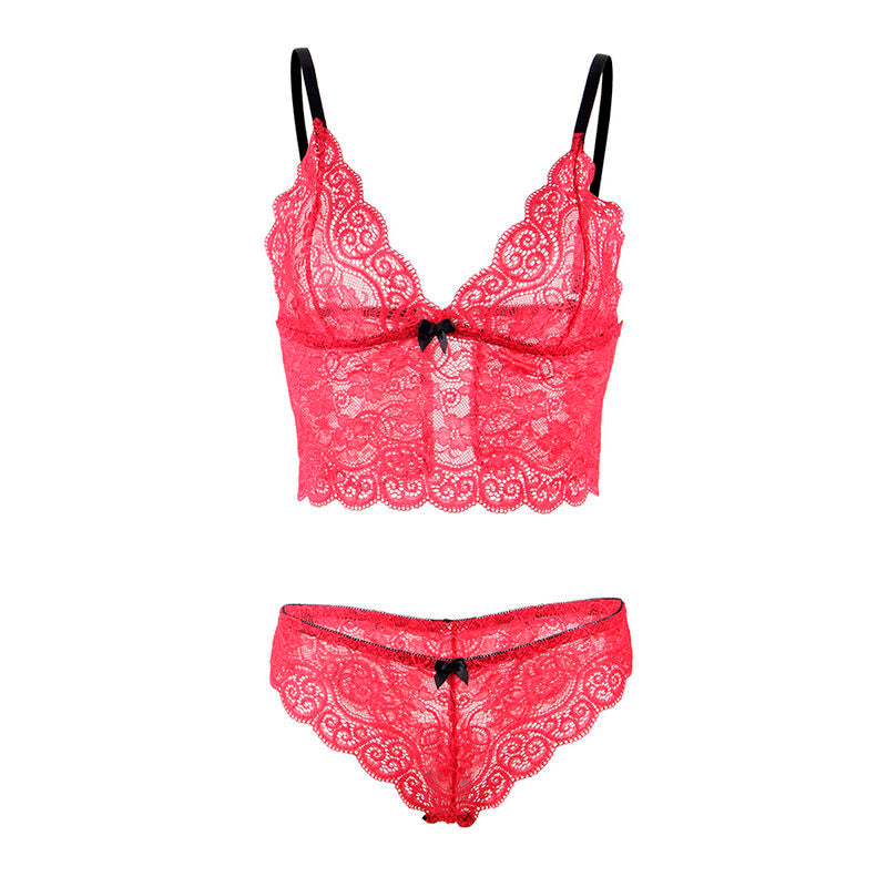 SUBBLIME - 953904 CAMISÓN DE SEDA Y ENCAJE + BRAGUITA ROJA L/XL
