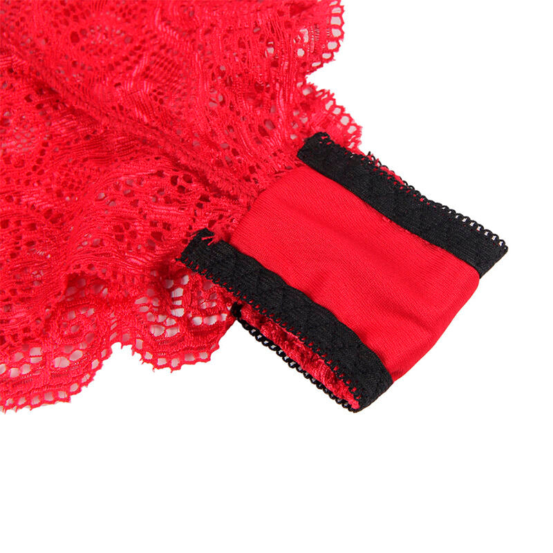 SUBBLIME - 953904 CAMISÓN DE SEDA Y ENCAJE + BRAGUITA ROJA L/XL