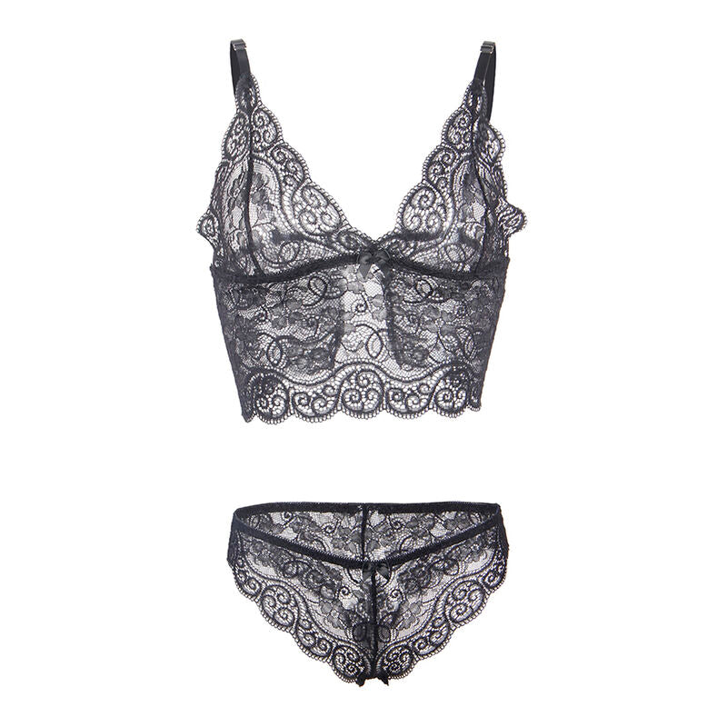 SUBBLIME - 953911 SILK AND LACE NIGHTGOWN + BLACK PANTIES S/M