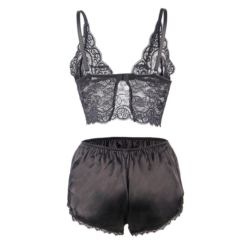 SUBBLIME - 953928 SILK AND LACE NIGHTGOWN + BLACK PANTIES L/XL