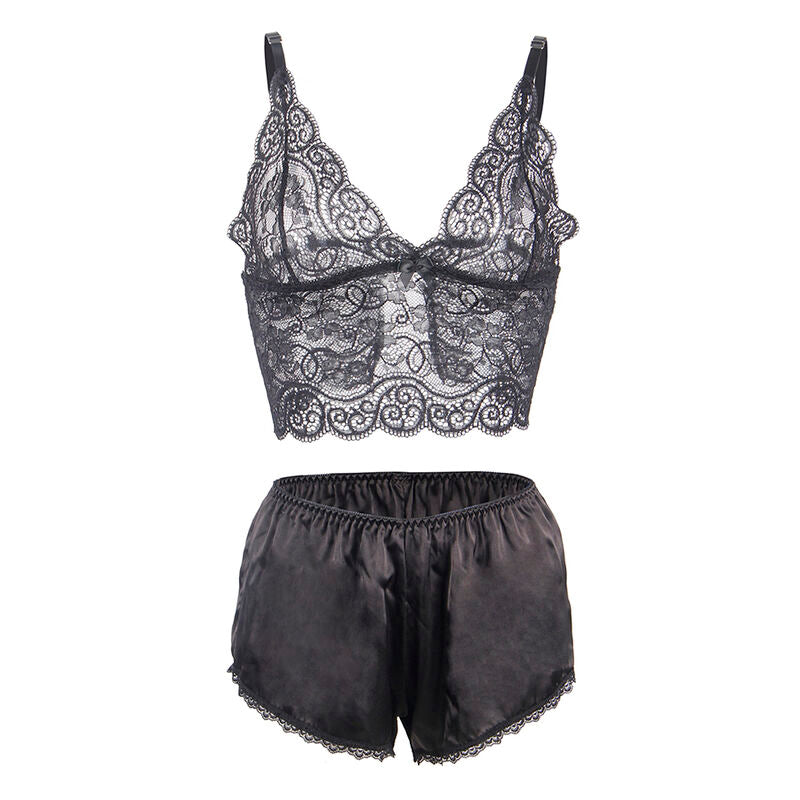 SUBBLIME - 953928 SILK AND LACE NIGHTGOWN + BLACK PANTIES L/XL
