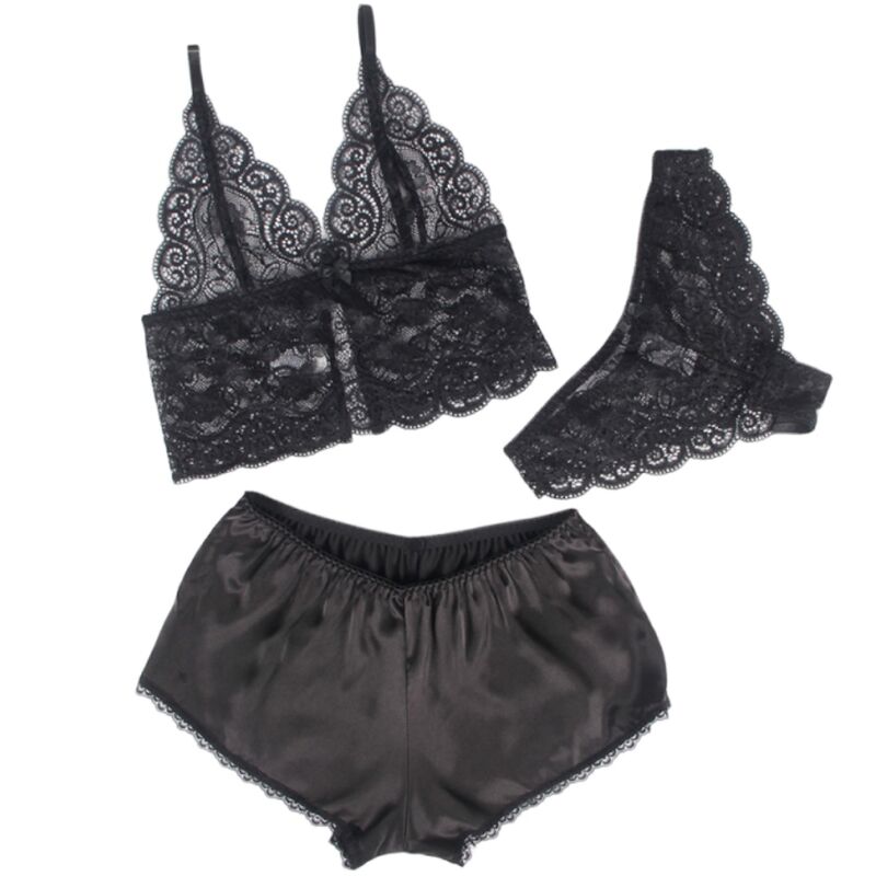 SUBBLIME - 953928 SILK AND LACE NIGHTGOWN + BLACK PANTIES L/XL