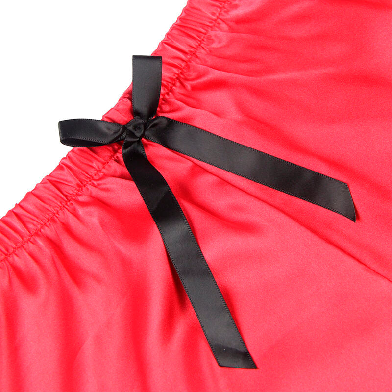 SUBBLIME - 953966 CASUAL SILK NIGHTGOWN + BLACK/RED LACE PANTS L/XL