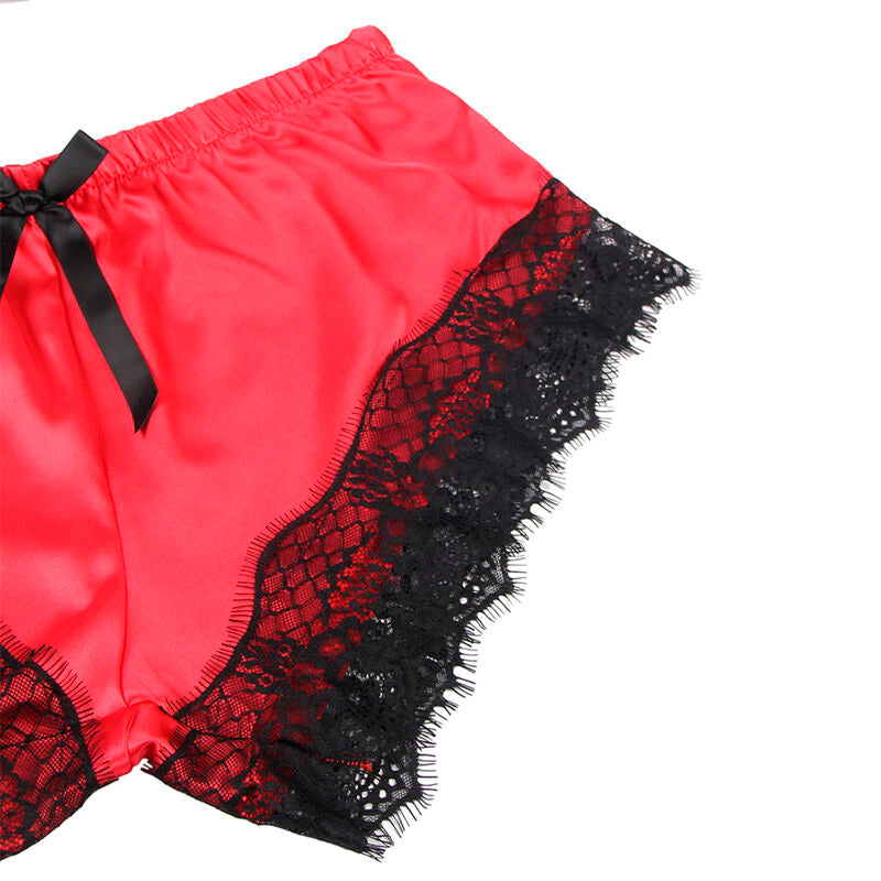 SUBBLIME - 953966 CASUAL SILK NIGHTGOWN + BLACK/RED LACE PANTS L/XL