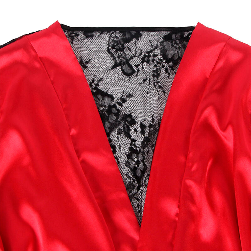 SUBBLIME - 954017 SHEER LACE CAMISOLE ON THE BACK + RED/BLACK THONG S/M