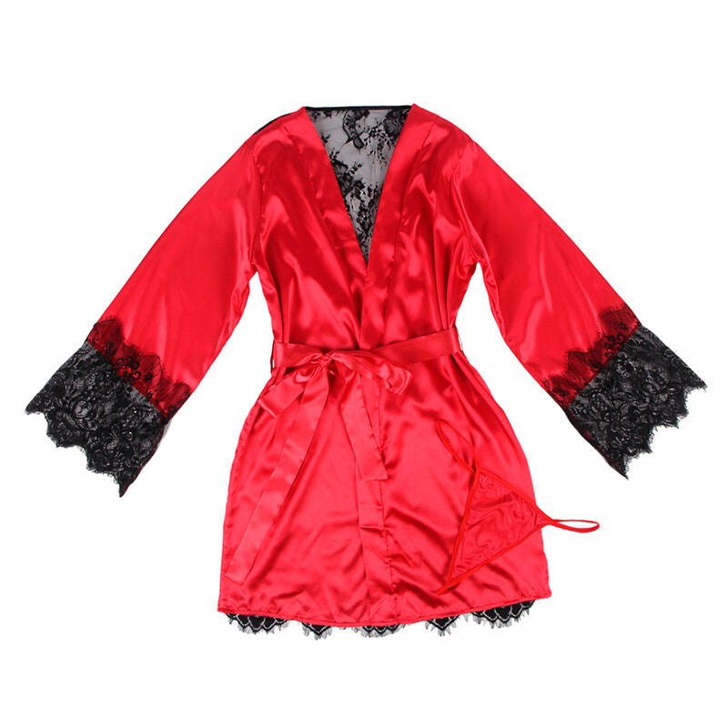 SUBBLIME - 954024 SHEER LACE SLEEVE AT THE BACK + RED/BLACK THONG L/XL