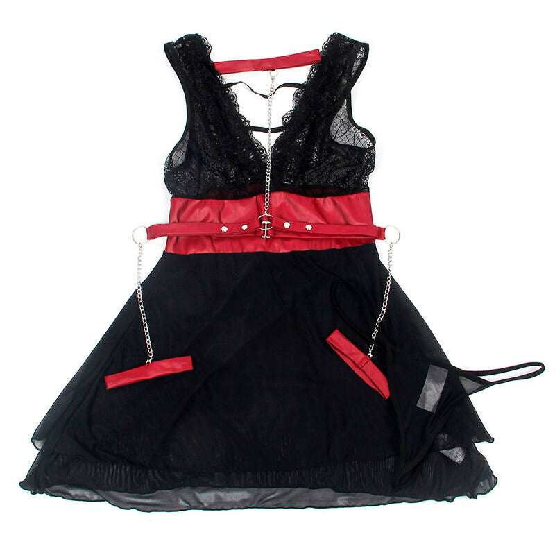 SUBBLIME - 954437 BLACK LACE BONDAGE DRESS L/XL