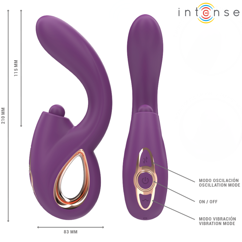INTENSE - LALI VIBRADOR MULTIFUNCIONAL CON TOQUES Y EMPUJE DEL PUNTO G Y VIBRACIÓN MORADO