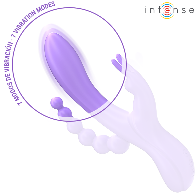 INTENSE - VIBRADOR Y ESTIMULADOR TRIPLE RABBIT MIKO Y ANAL 7 VIBRACIONES MORADO