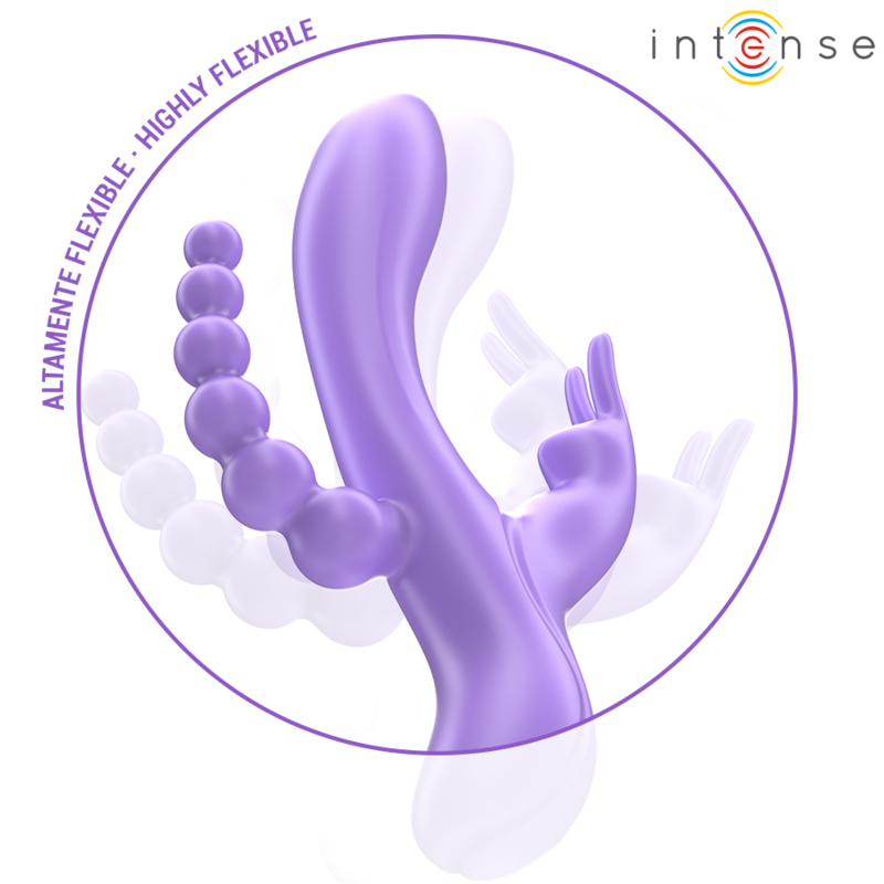 INTENSE - VIBRADOR Y ESTIMULADOR TRIPLE RABBIT MIKO Y ANAL 7 VIBRACIONES MORADO