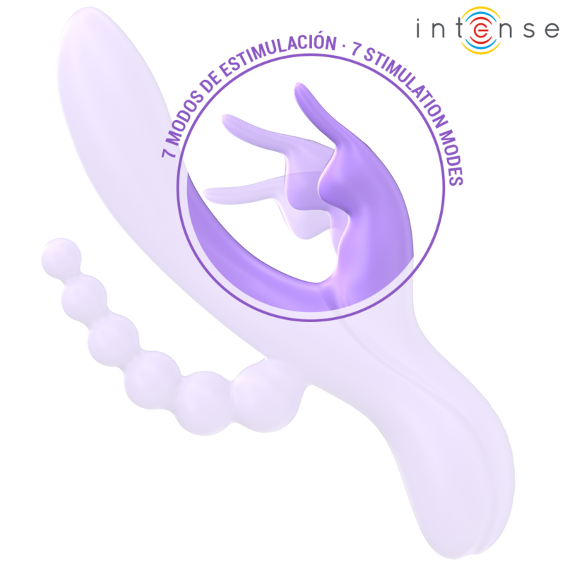 INTENSE - VIBRADOR Y ESTIMULADOR TRIPLE RABBIT MIKO Y ANAL 7 VIBRACIONES MORADO