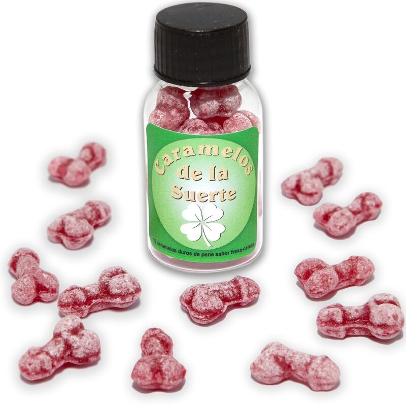 SPICY DIABLO - 12 PENIS SHAPED LUCKY CANDIES STRAWBERRY/CHERRY